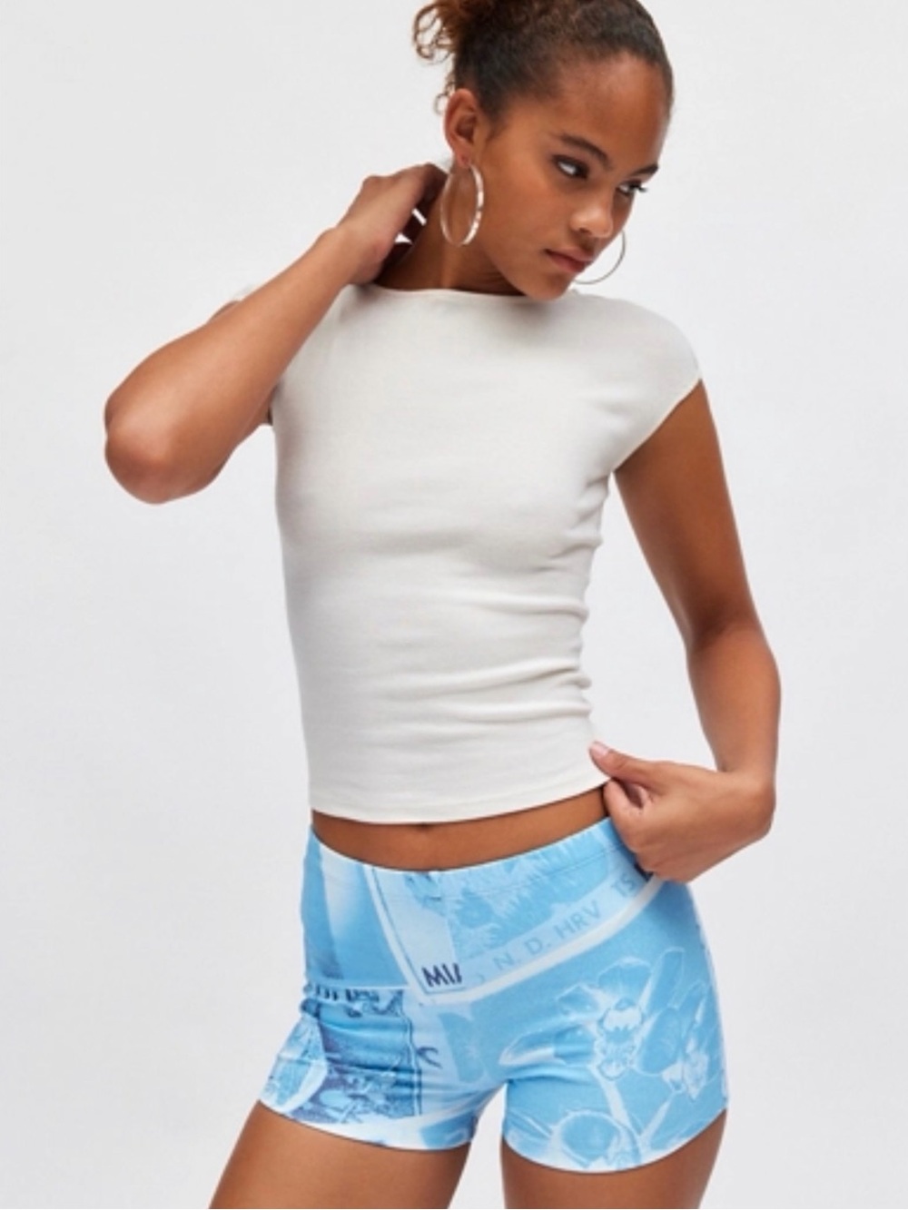 Miaou Blue Floral Print Shorts